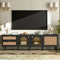thumbnail image 1 of Aukfa Rattan TV Stand for TVs up to 80", LED Media Console,Black, 1 of 8