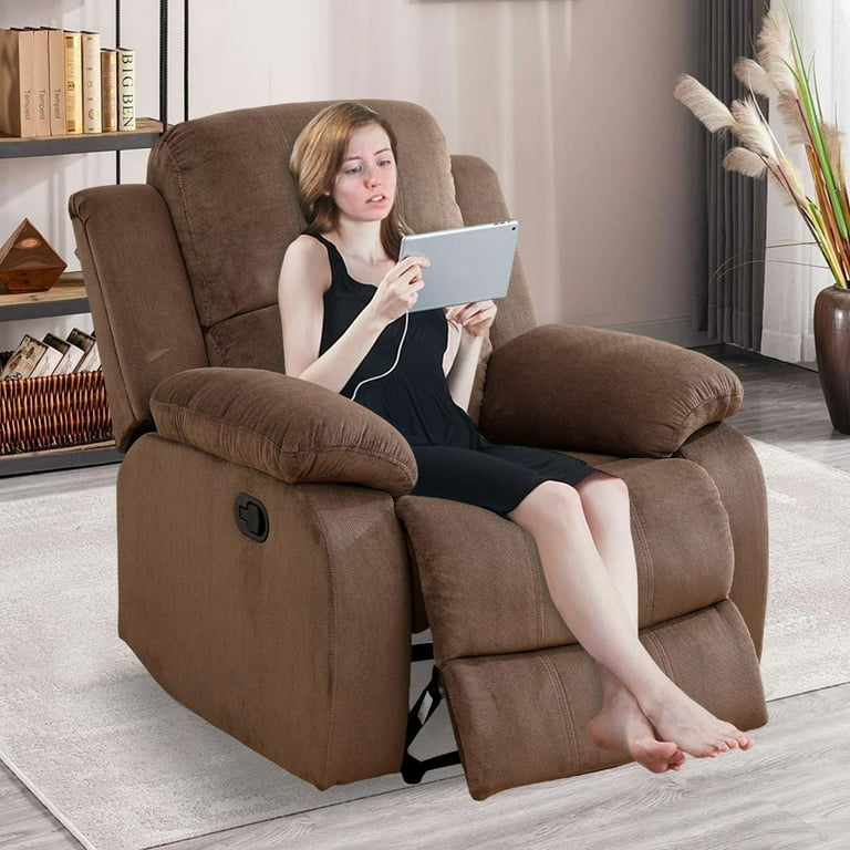 Aukfa Recliner Chair Overstuffed Armchair Single Sofa w/ Lumbar