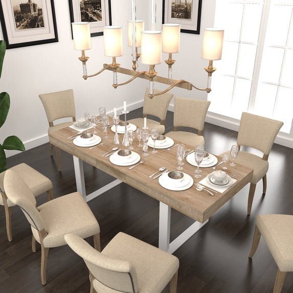 Aukfa Rectangular Dining Room Table for 6-10,Extendable Kitchen Tables ...