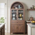 thumbnail image 1 of Aukfa Retro Wood Storage Cabinet, Arched Tall Kitchen Pantry with Bookshelf & Sideboard,Walnut, 1 of 8