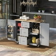 thumbnail image 1 of Aukfa Rolling Kitchen Island with Storage, Kitchen Cart W/3 Drawer & 2 Slide-Out Shelf,Gray, 1 of 8