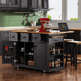thumbnail image 1 of Aukfa Rolling Kitchen Island with Storage and Power Outlets,Farmhouse Kitchen Island Cabinet,Black, 1 of 7