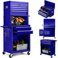 thumbnail image 1 of Aukfa Tool Box, 3 in 1 Steel Rolling Tool Chest w/ 6-Drawers & 2 Cabinet for Garage Workshop, Blue, 1 of 20