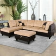 Aukfa Sectional Sofa, 3 Piece Living Room Couch with Storage Ottoman