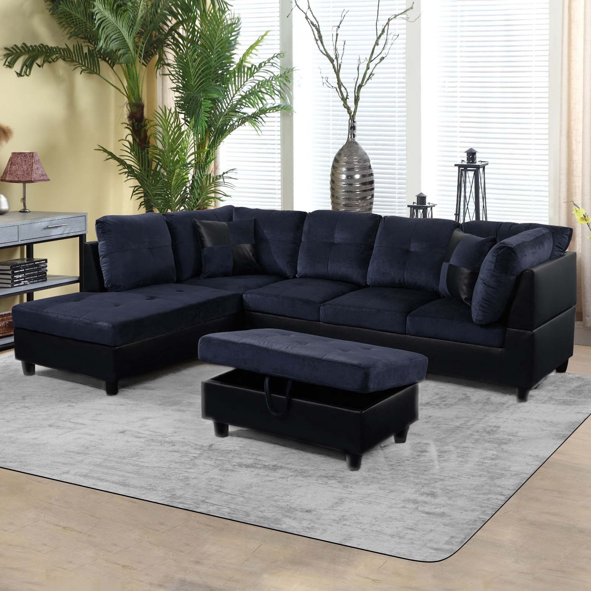 Aukfa Sectional Sofa, 3 Piece Living Room Couch with Storage