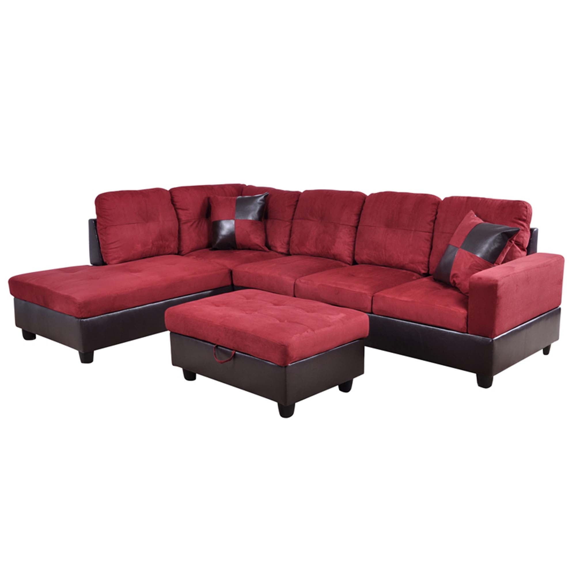 Aukfa Sectional Sofa, 3 Piece Living Room Couch with Storage Ottoman