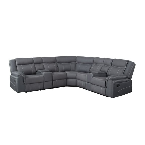 Aukfa Sectional Sofa Couch,109" Manual Recliner Sofa Chairs with Storage Console for Living Room,Gray