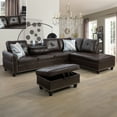 thumbnail image 1 of Aukfa Sectional Sofa, Living Room Couch with Storage Ottoman, Cup Holder, Right Facing Chaise, Brown, 1 of 10