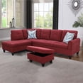 thumbnail image 1 of Aukfa Sectional Sofa, Living Room Couch with Storage Ottoman, Left Facing Chaise, Flannel, Red, 1 of 10