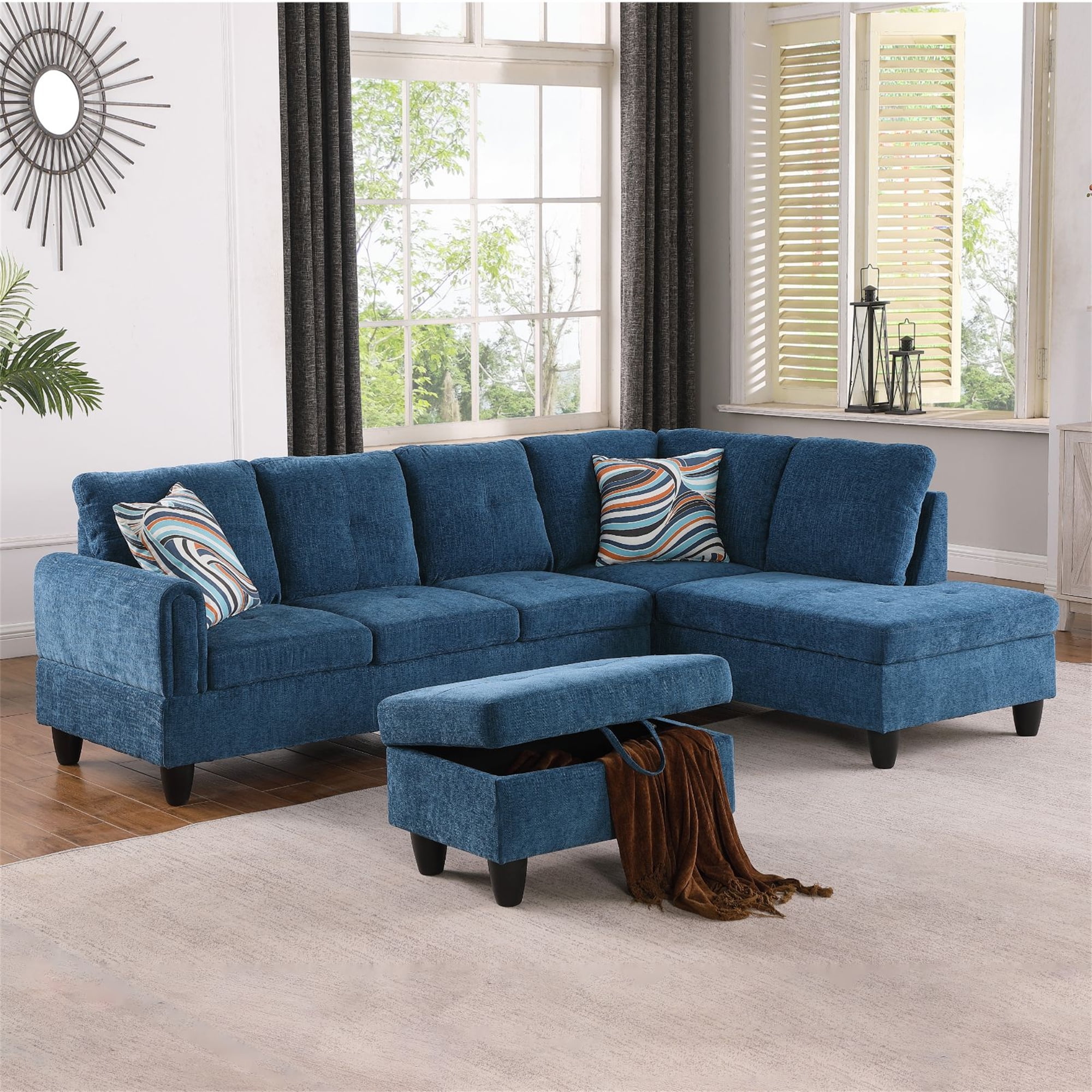 Free Shipping! Aukfa Sectional Sofa with Storage Ottoman, Right