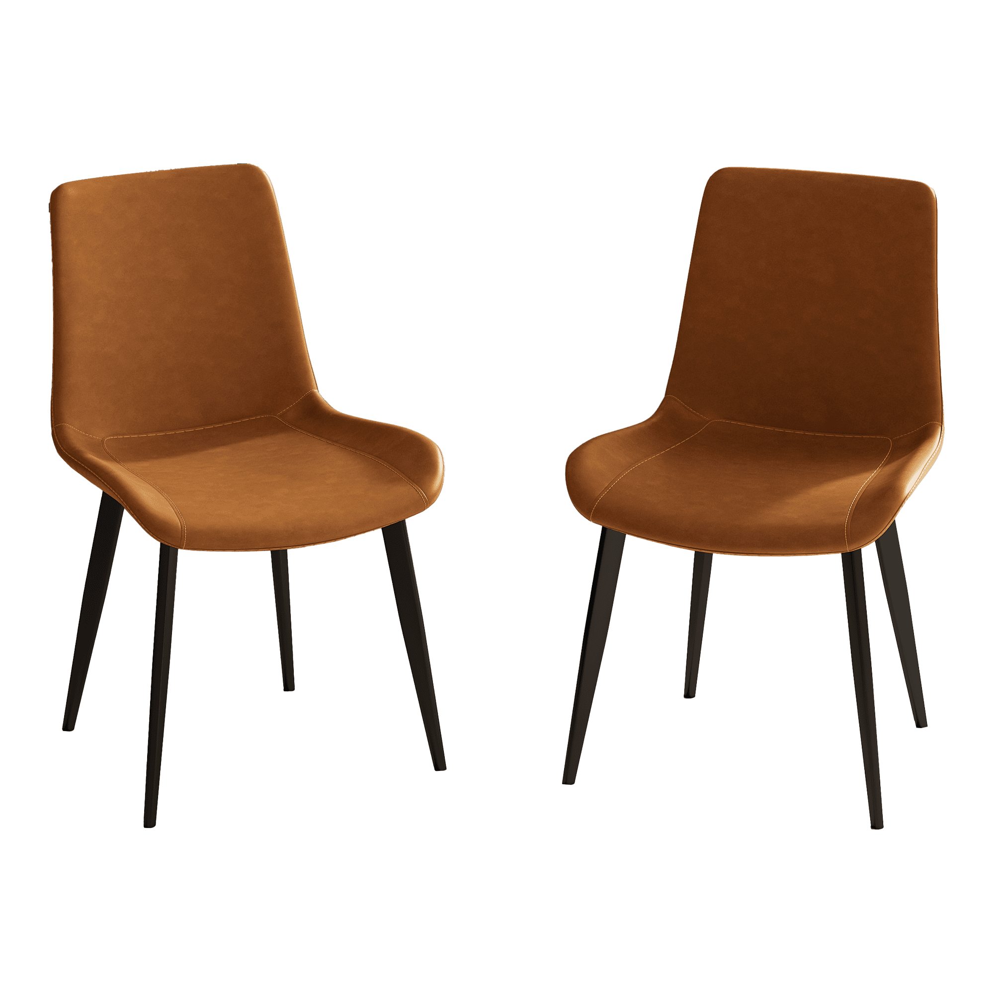 Aukfa Set of 2 Faux Leather Dining Chairs with Metal Legs, Modern Upholstered Kitchen Side Chairs for Home Kitchen,Orange