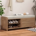 thumbnail image 1 of Aukfa Shoe Storage Bench with Cushion, Entryway Bench, 2 Tier Shoe Rack Organizer for Entryway Living Room Bedroom, Oak, 1 of 8