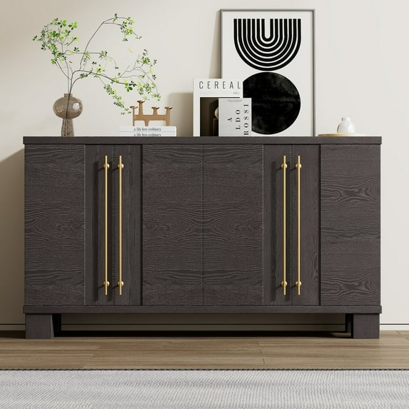 Aukfa Sideboard Buffet with Adjustable Shelves & Gold Handles for Kitchen, Dining Room,Taupe