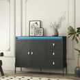 thumbnail image 1 of Aukfa Sideboards Buffets Cabinet with Drawers & LED for Kitchen,Black, 1 of 8