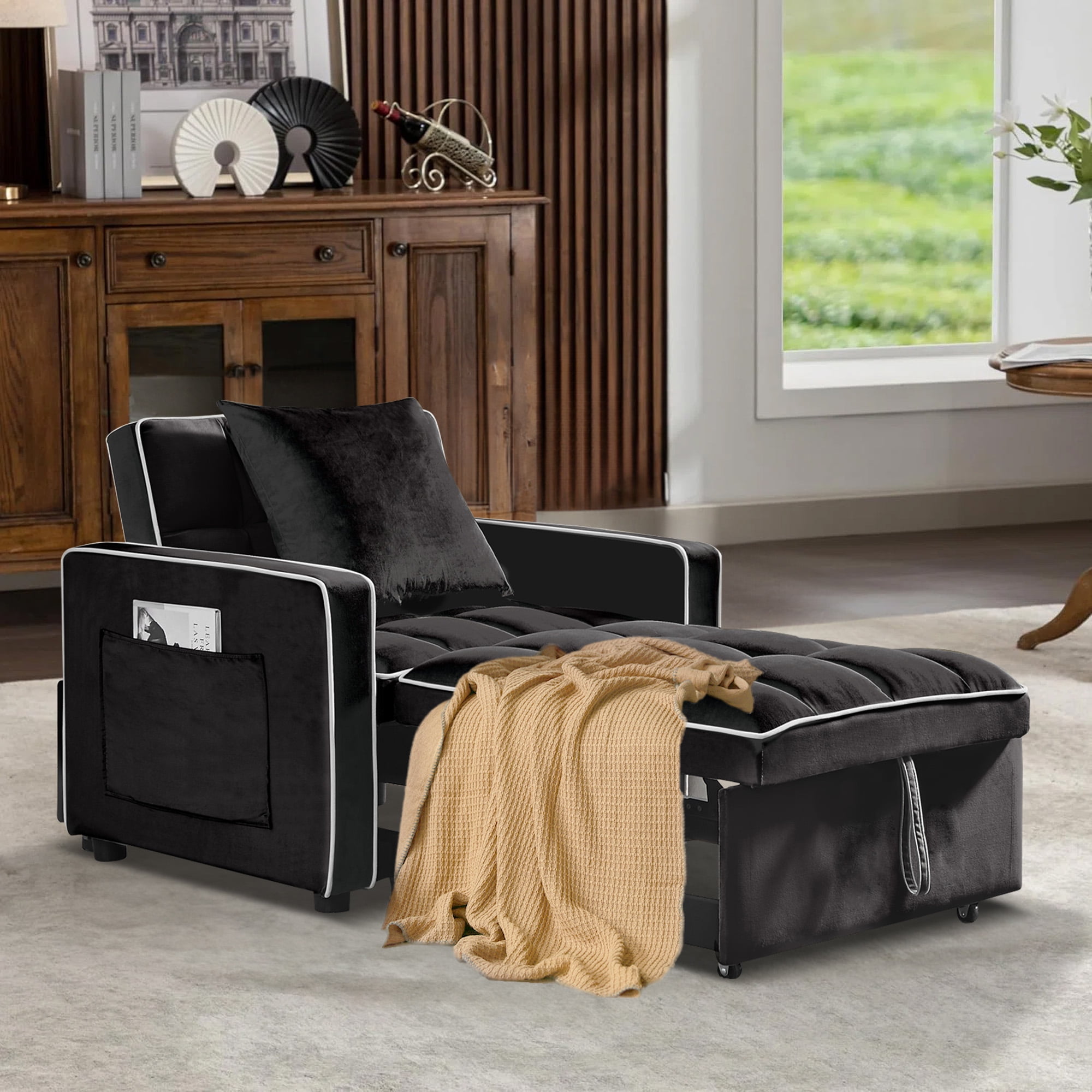 Aukfa Sleeper Chair Bed, Convertible Pull Out Sofa Bed for Living Room ...