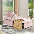 thumbnail image 1 of Aukfa Sleeper Chair Bed, Convertible Pull Out Sofa Bed with USB Port, Cup Holders and Swivel Phone Holder, Pink, 1 of 8