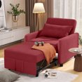 thumbnail image 1 of Aukfa 36" Chaise Futon Convertible Sofa Bed, Pull Out Sleeper Chair Bed for Home Office, Lint, Red, 1 of 10