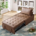 thumbnail image 1 of Aukfa 78" Chaise Futon Oversized Pull Out Sleeper Chair Bed for Home Office, Leather, Brown, 1 of 12