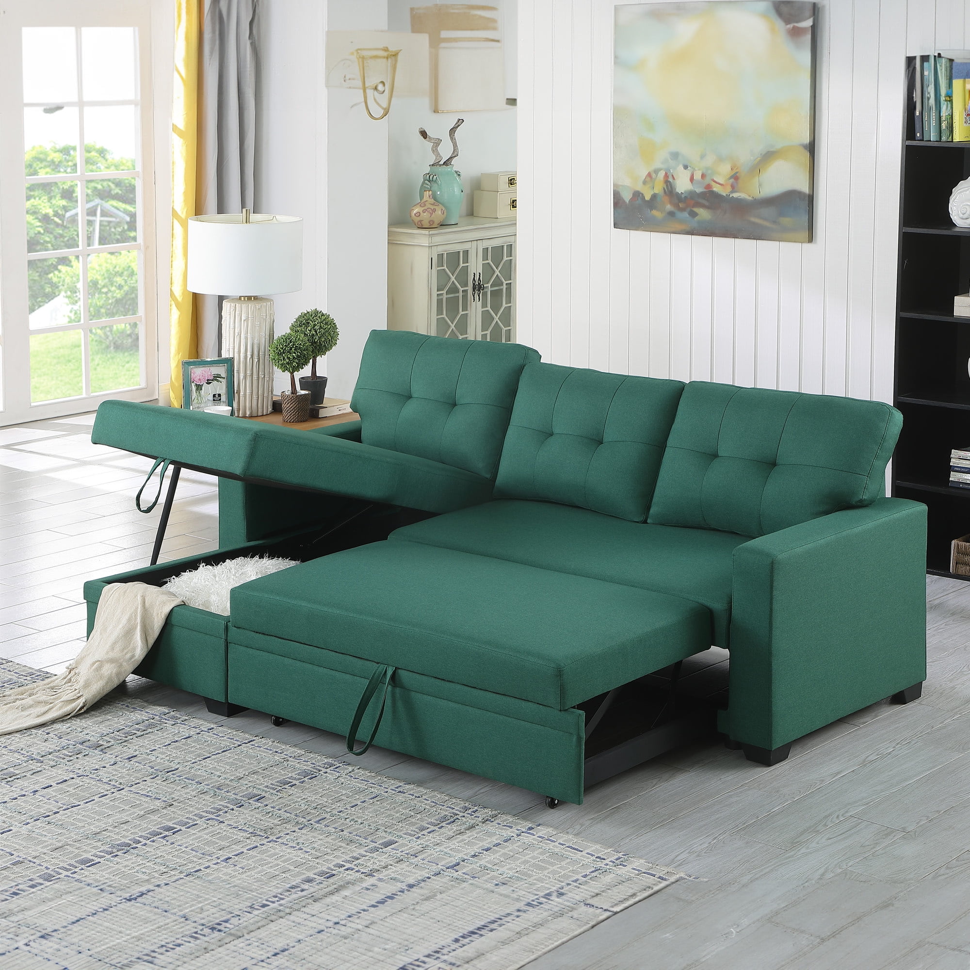 Aukfa Sofa Bed, Sleeper Sofa, Pull Out Bed with Storage Chaise for