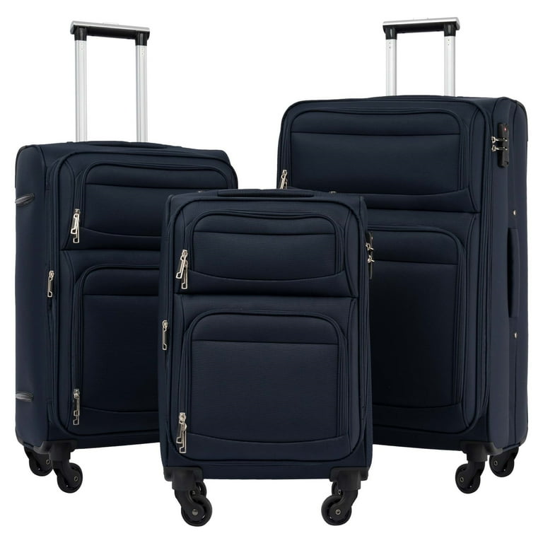 Basics 3 Piece Hardside Spinner Travel Luggage Suitcase Set - Black