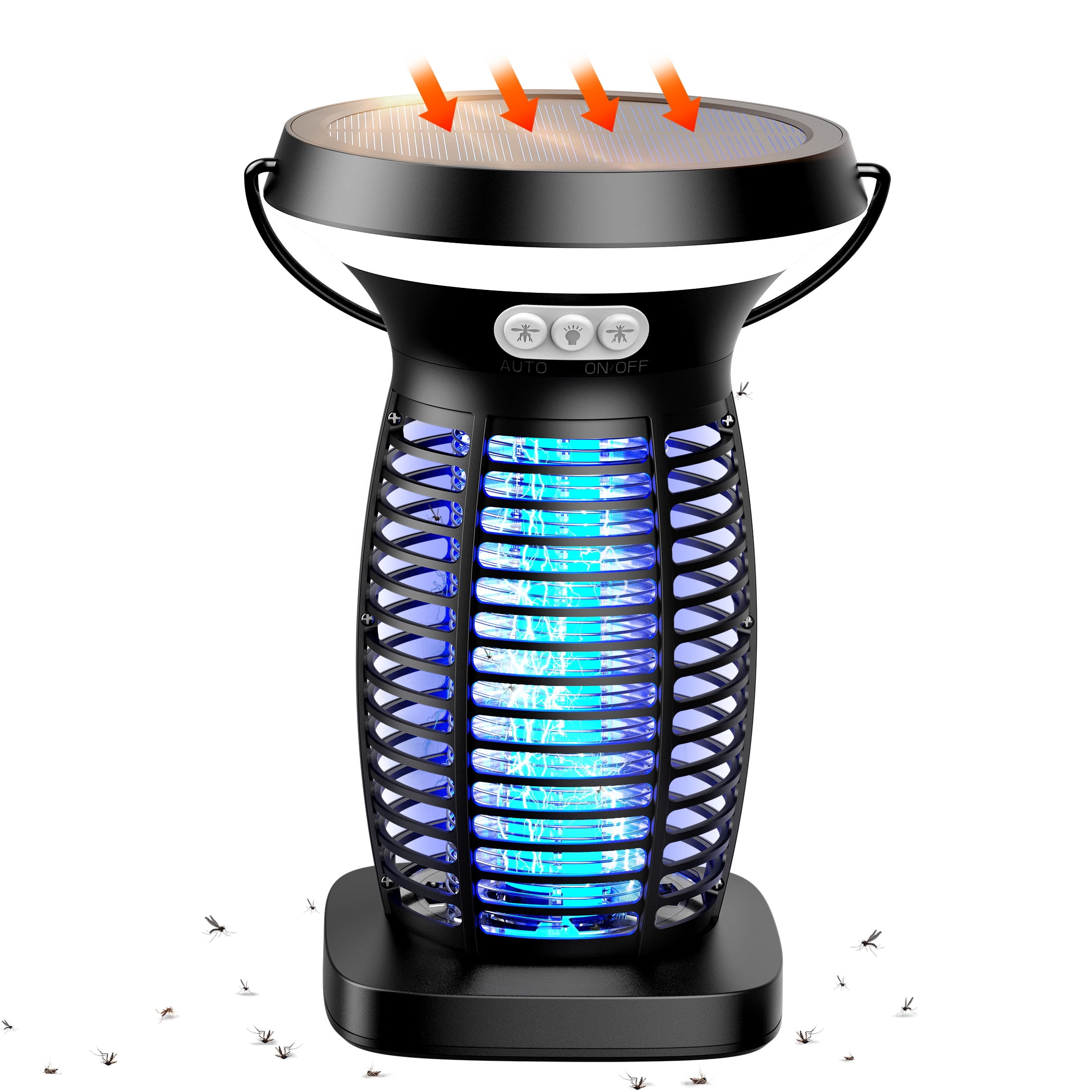 Aenkyo Solar Bug Zapper Outdoor, 4200V Mosquito Killer Lamp, 3-in-1 LED Light, IPX5