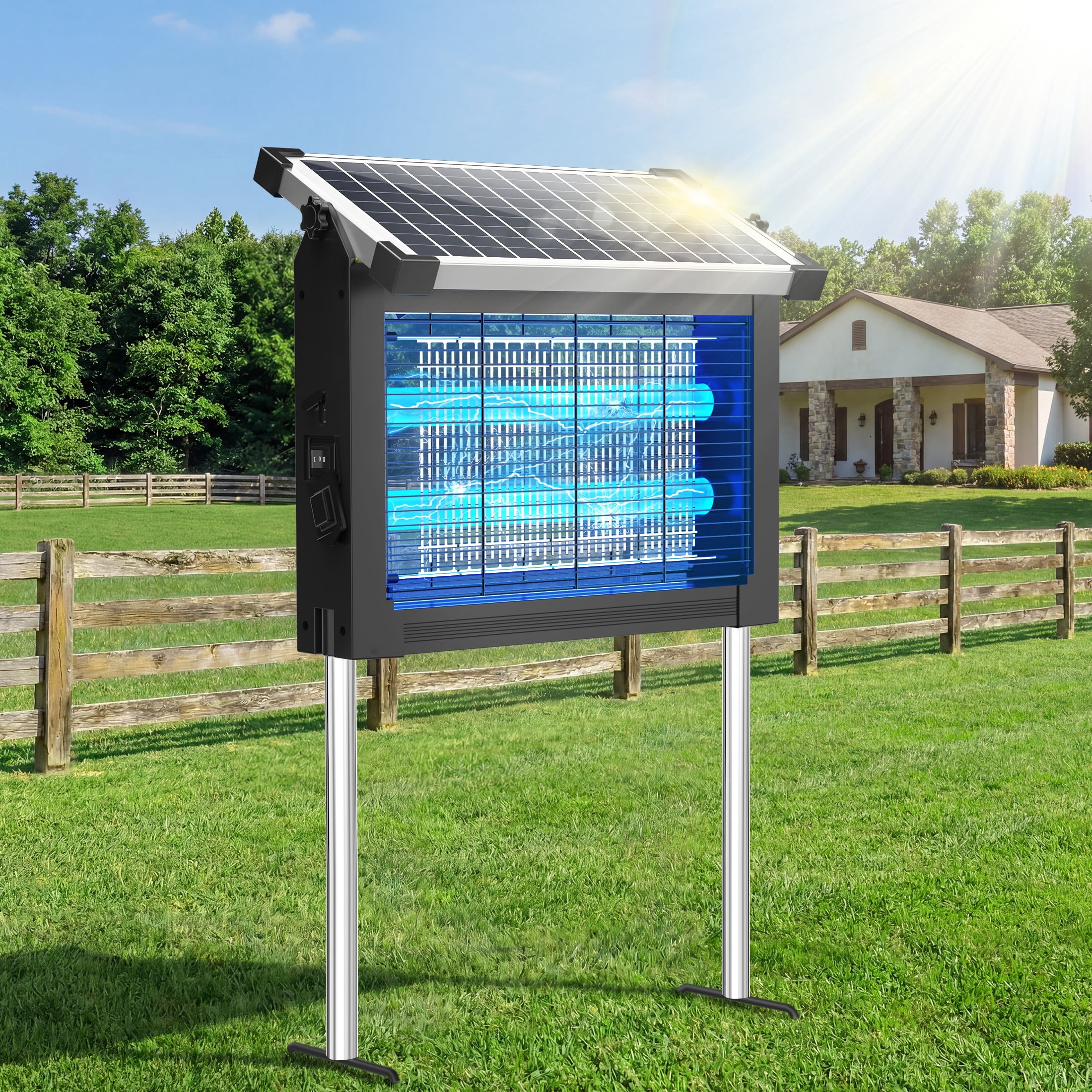 Aenkyo Solar Bug Zapper Outdoor, 4500V Mosquito & Fly Zapper, 1 Acre, IPX8
