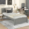 thumbnail image 1 of Aukfa Solid Wood Bed Frame, Twin Platform Bed with Headboard, Gray, 1 of 8