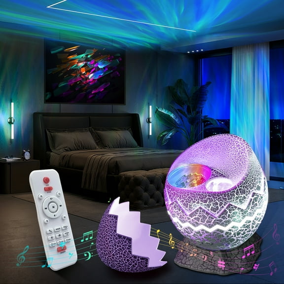 Aukfa Star Projector, Kids Night Light Dinosaur Egg White Aurora Light for Bedroom