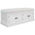 thumbnail image 1 of Aukfa Storage Bench with 4 Doors and Adjustable Shelves - Shoe Bench with Removable Cushion for Living Room - White, 1 of 8