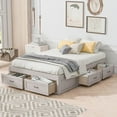 thumbnail image 1 of Aukfa Storage Platform Bed with 6 Drawers, Full Size Captain Bed Frame, Farmhouse Style, Antique White, 1 of 8