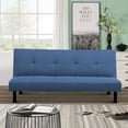 thumbnail image 1 of Aukfa Studio Futon Convertible Sofa Bed, Tufted Back, Linen, Blue, 1 of 7