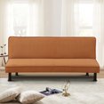 thumbnail image 1 of Aukfa Studio Futon Convertible Sofa Bed for Home Office, Upholstered Loveseat, Flannel, Orange, 1 of 10