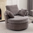 thumbnail image 1 of Aukfa Swivel Accent Chair, 42" Oversized Barrel Chair Read Chair for Living Room, Chenille, Gray, 1 of 15