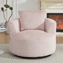 Aukfa Swivel Accent Chair - Modern Upholstered Faux Fur Arm Chair with Plump Back Pillow for Living Room,Office,Apartment,Pink