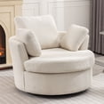 thumbnail image 1 of Aukfa Swivel Accent Chair, Oversized Barrel Chair Read Chair for Living Room Bedroom, Beige, 1 of 11