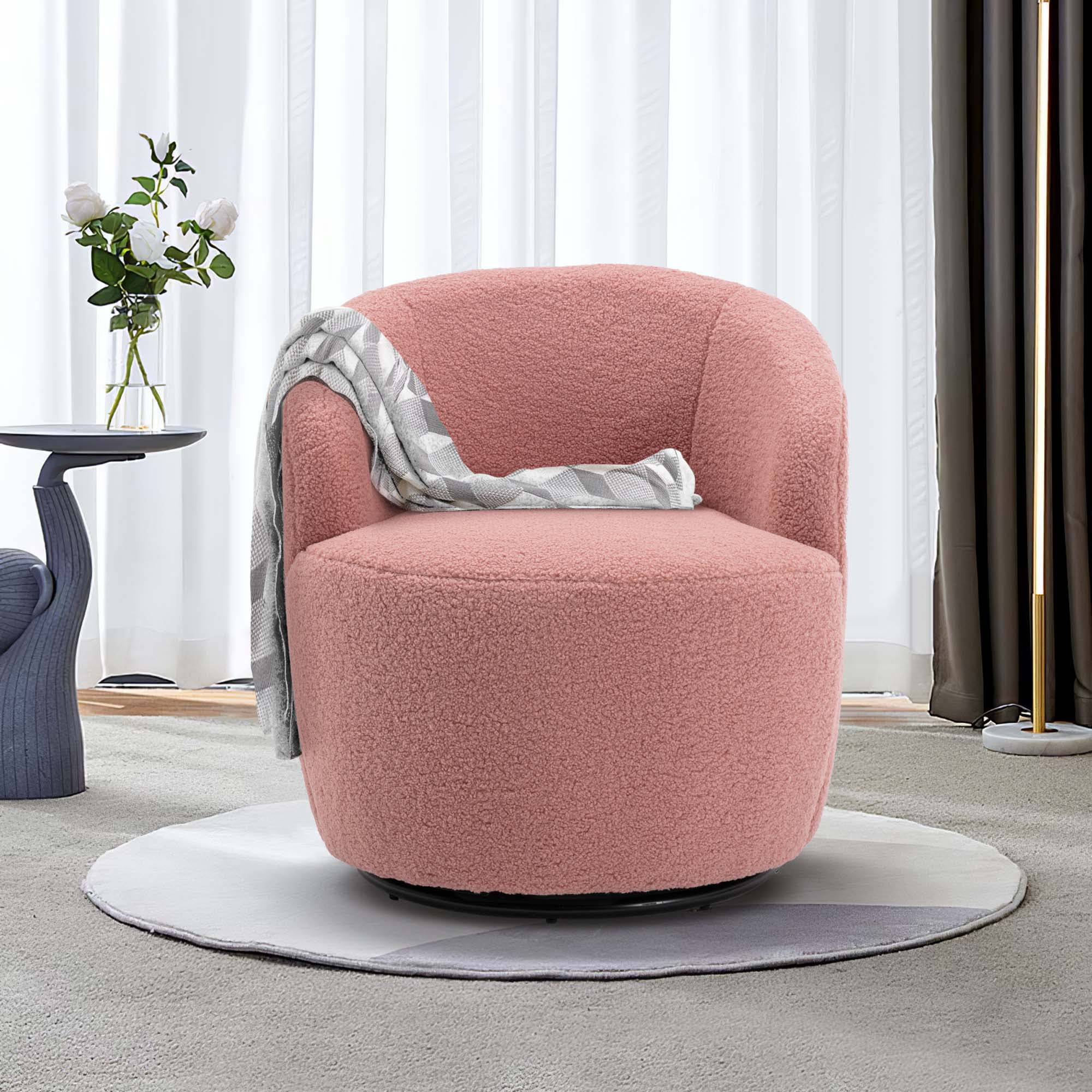 Pink swivel barrel chair clearance