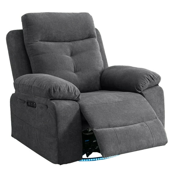 Aukfa Swivel Glider Power Recliner Chair with Bluetooth Speaker, LED Light, USB/USB-C, Storage Pockets