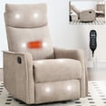 thumbnail image 1 of Aukfa Swivel Rocker Recliner Glider Chair with Heat & Massage for Adults, Living Room, Khaki, 1 of 10