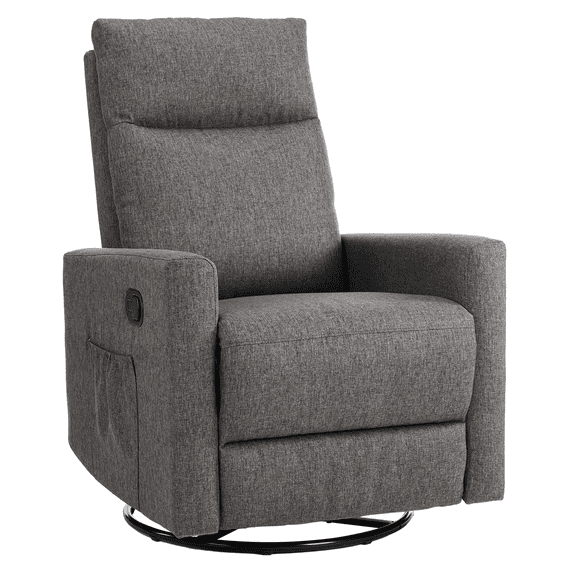 Aukfa Swivel Rocking Recliner, Glider Rocker Chair Nursery Chair for Living Room, Linen, Gray