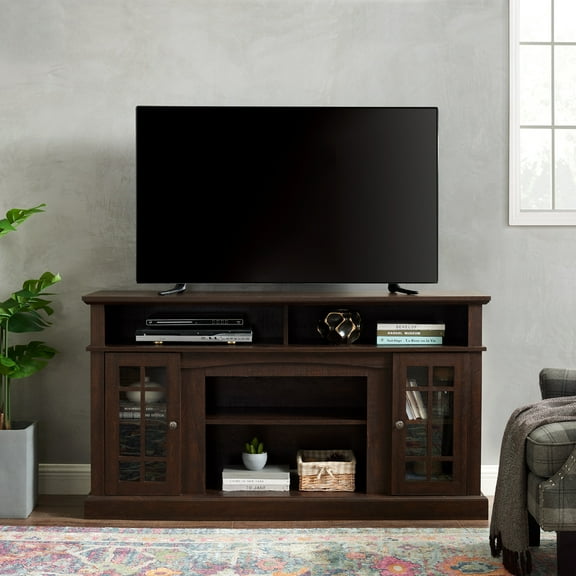 Aukfa TV Stand for TV up to 65", TV Cabinet with Storage & 2 Doors, Espresso