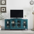thumbnail image 1 of Aukfa TV Stand for TVs up to 62" - Storage Buffet Cabinet with Glass Door and Adjustable Shelves - Teal Blue, 1 of 8