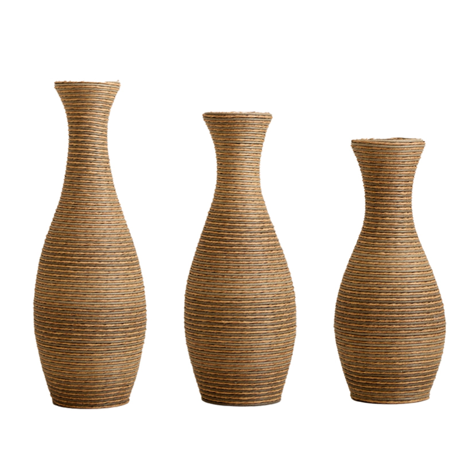 Aukfa Tall Floor Vase Set of 3, Extra Large Metal Decorative Vases for Living Room Dining Room Bedroom,Beige