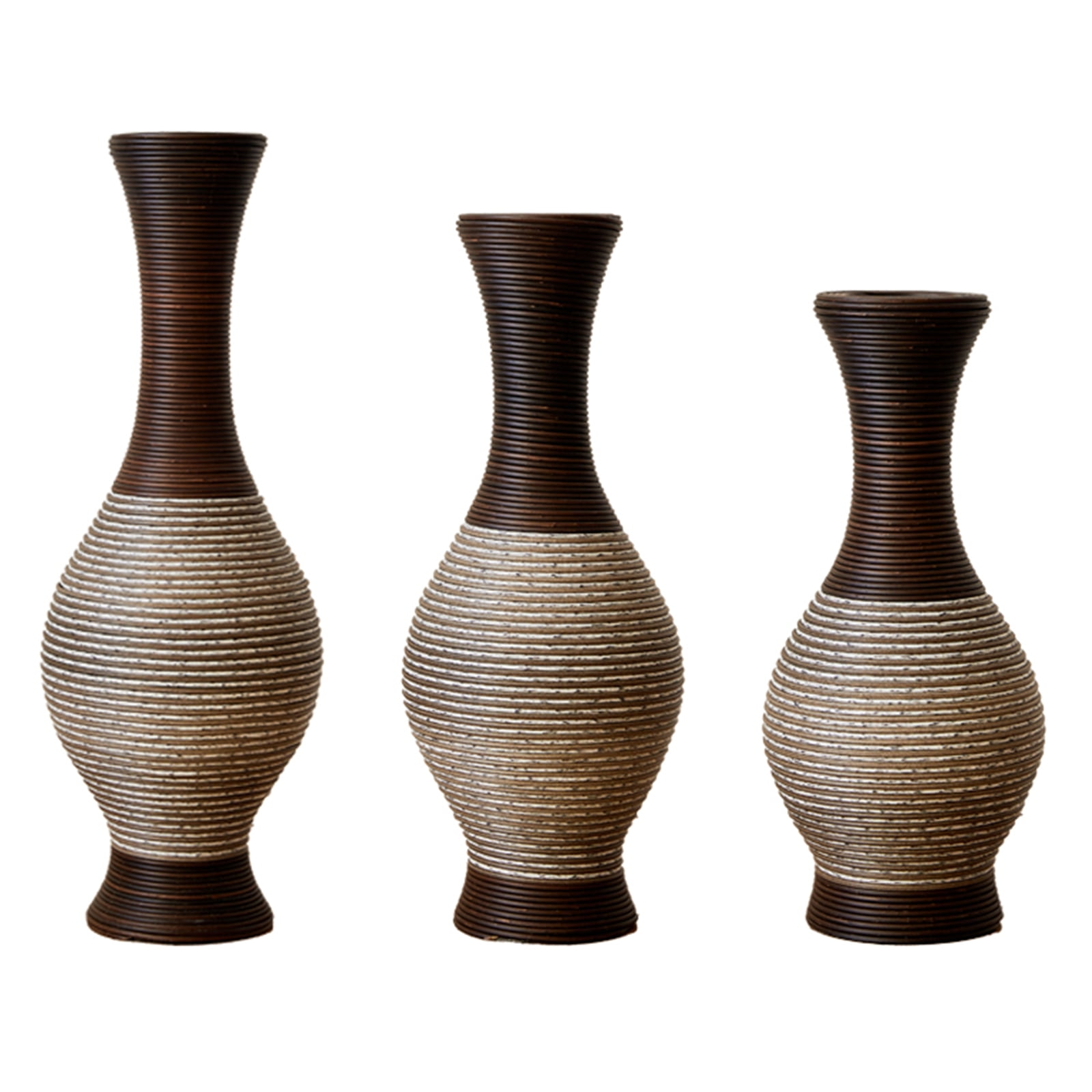 Aukfa Tall Floor Vase Set of 3, Extra Large Metal Decorative Vases for Living Room Dining Room Bedroom,Brown