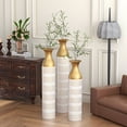 thumbnail image 1 of Aukfa Tall Floor Vase for Flowers,Set of 3 Large Metal Glazed Vase,24.5"/28.75"/33.5",White, 1 of 7