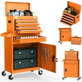 thumbnail image 1 of Aukfa Tool Box, 2-in-1 Rolling Tool Chest & Cabinet on Wheels for Garage Workshop, 5-Drawer, Orange, 1 of 10