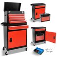 thumbnail image 1 of Aukfa Tool Box, 2 in 1 Steel Rolling Tool Chest & Cabinet On Wheels for Garage, 5-drawer, Blue&Red, 1 of 10