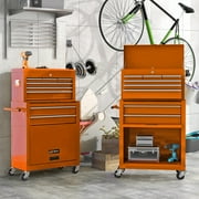 Aukfa Tool Box, 2 in 1 Steel Rolling Tool Chest & Cabinet On Wheels for Garage, 8-Drawers, Orange