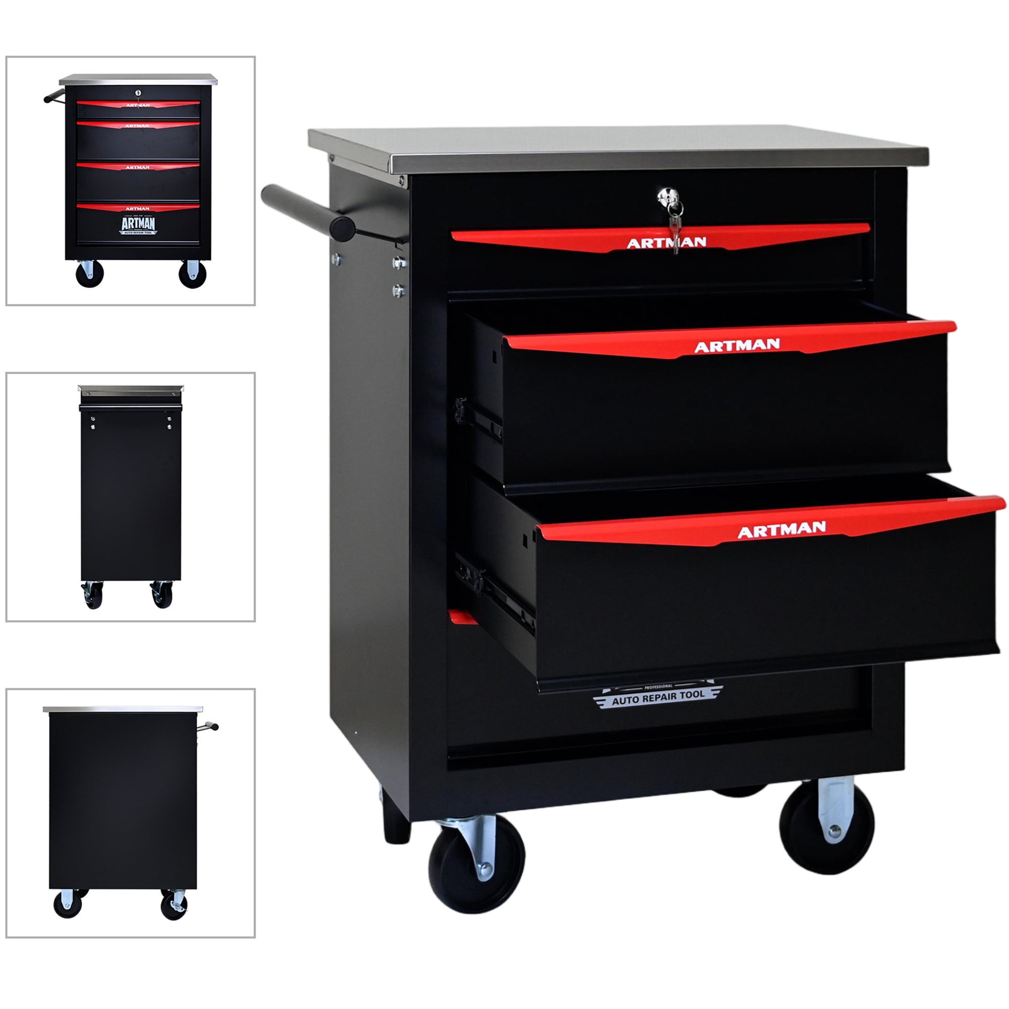 Aukfa Tool Box 4-Drawer Rolling Tool Chest Combination Workbench for ...