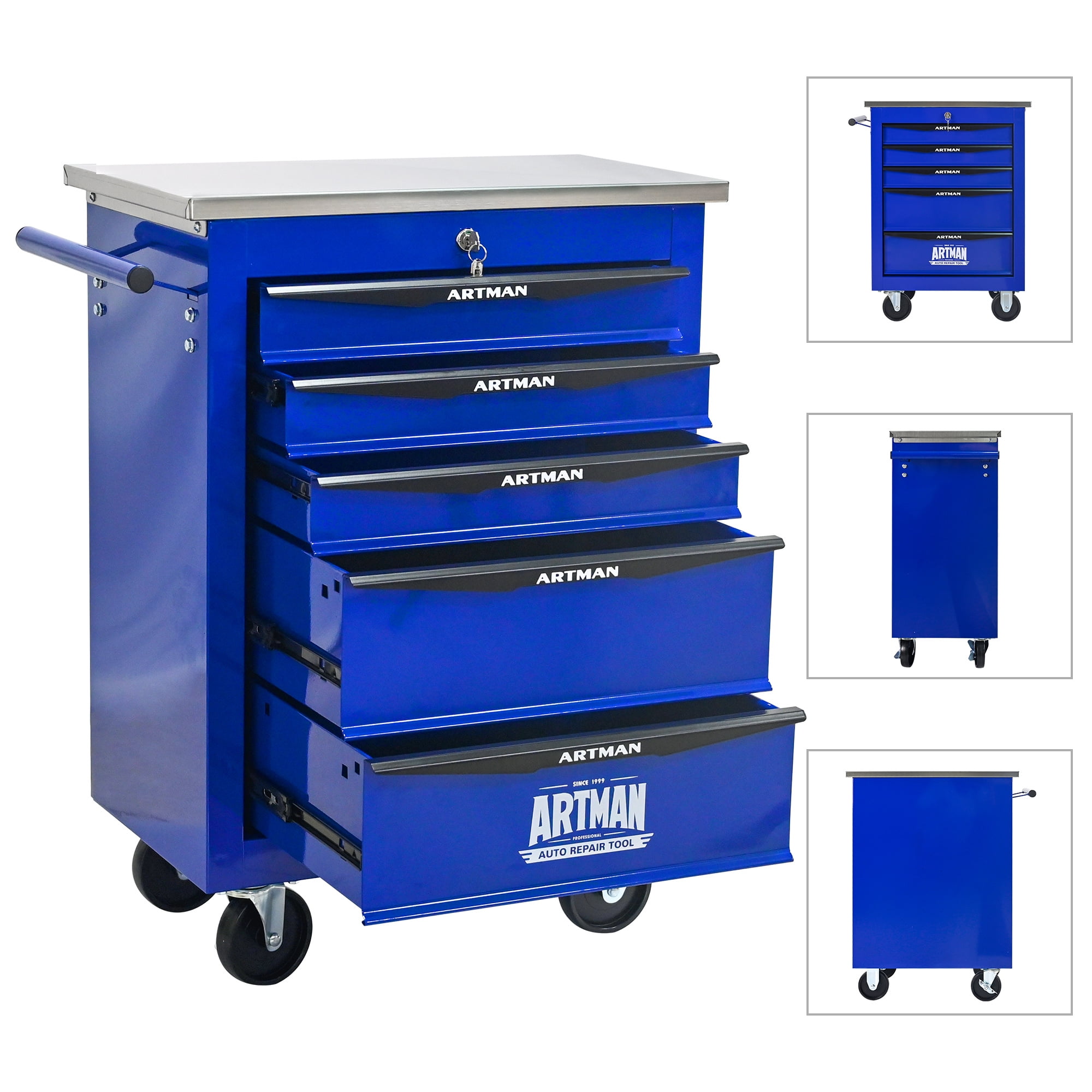 Aukfa Tool Box 5-Drawer Rolling Tool Chest Combination Workbench for ...