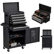 Aukfa Tool Chest, 2 in 1 Steel Rolling Tool Box & Cabinet On Wheels for Garage, 5-drawer, Black